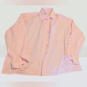 Vintage Lady Diplomat Pink Gingham Shirt Women's XL